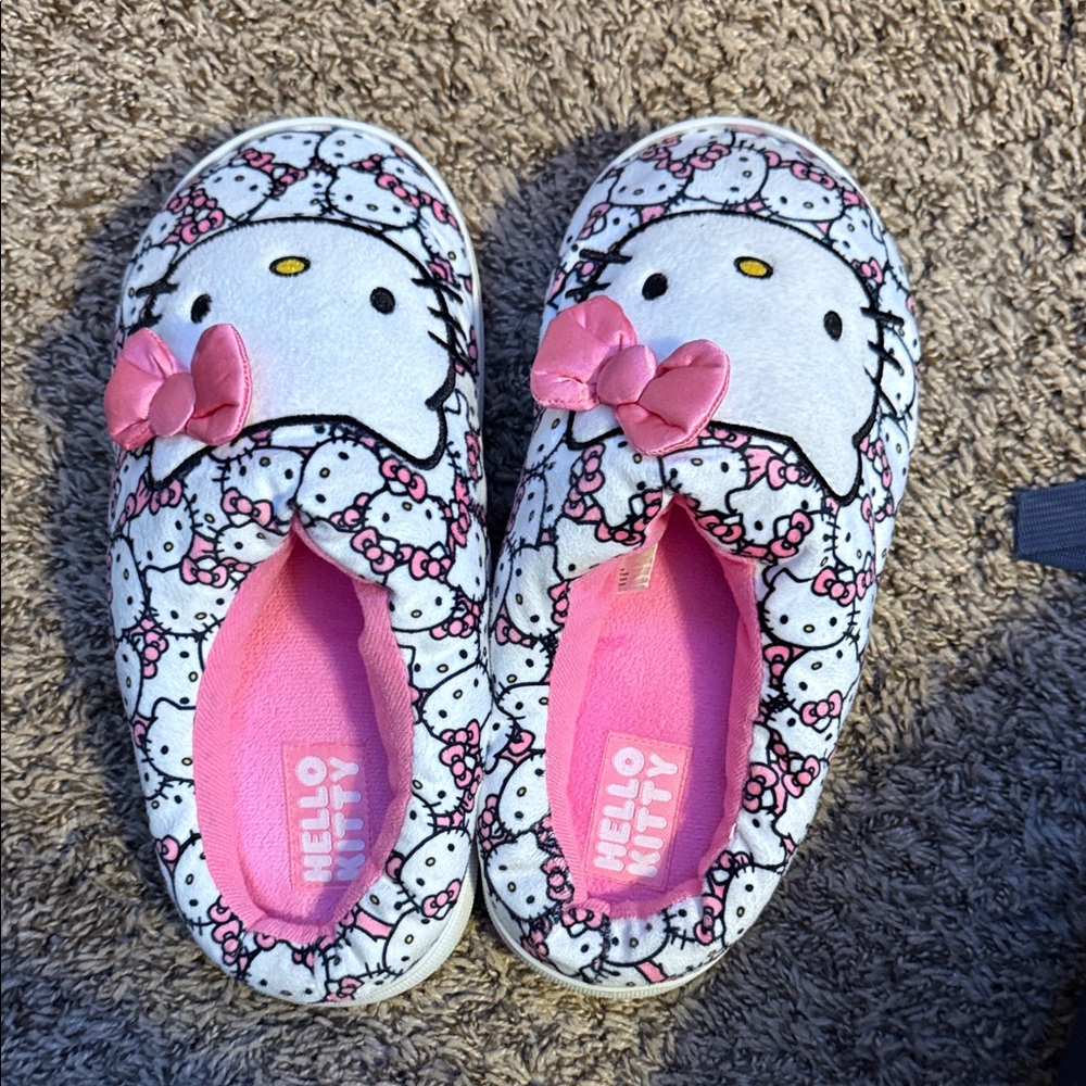 Hello Kitty Pink and White Cozy Slippers